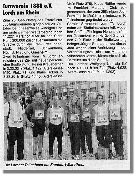 TV Lorch beim Frankfurt Marathon
