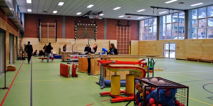 Die Turnhalle der Wisperschule von innen